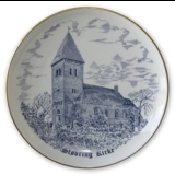 Støvring Kirche Teller, Zeichnung in blau, Bing & Gröndahl