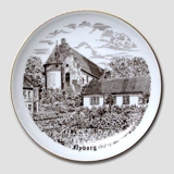 Nyborg Building plate, drawing in brown, Bing & Grondahl