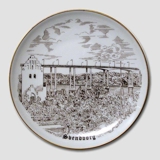 Svendborg plate, drawing in brown, Bing & Grondahl