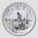 Die kleine Meerjungfrau Teller, Zeichnung in braun, Bing & Gröndahl