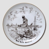 The Little Mermaid plate, drawing in brown, Bing & Grondahl