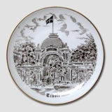 Tivoli plate, drawing in brown, Bing & Grondahl