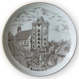 Der runde Turm in Copenhagen Teller, Zeichnung in braun, Bing & Gröndahl