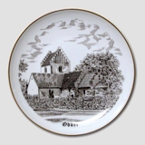 Odder Church plate, drawing in brown, Bing & Grondahl