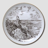 Bing & Grøndahl Platte med Møns Klint, brun stregtegning