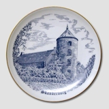 Bing & Grondahl Plate with Skanderborg motif, drawing in blue,