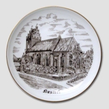 Bing & Grøndahl Platte, Næstved Kirke, brun stregtegning