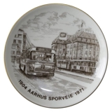 Bing & Grøndahl Platte, Århus sporveje 1904-1971, brun stregtegning