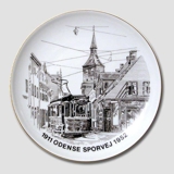 Bing & Grøndahl Platte, Odense Sporveje, brun stregtegning