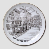 Bing & Grøndahl Platte, Odense Sporvej, brun stregtegning