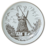 Aarup mill plate, drawing in brown, Bing & Grondahl