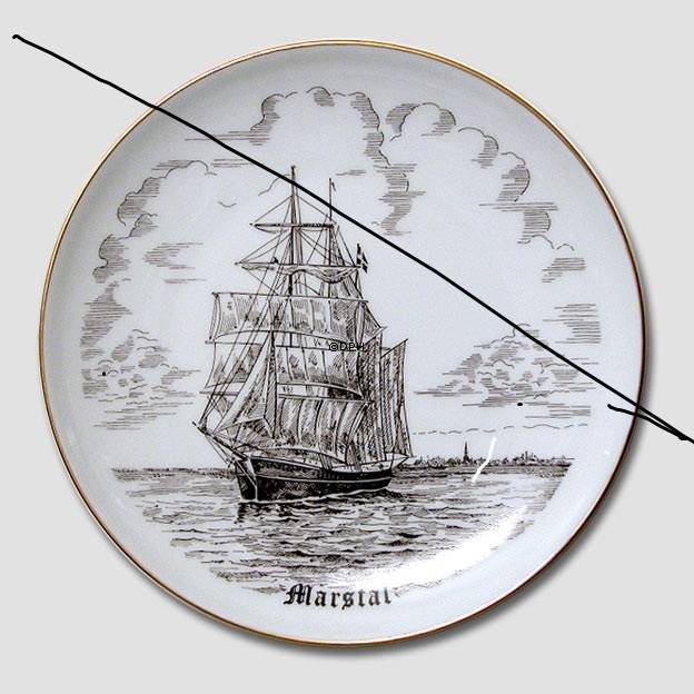 Bing & Grøndahl Platte, Marstal, brun stregtegning