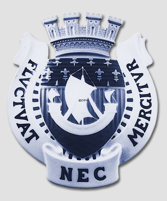 Mindeplatte FLVCTVAT NEC MERGITVR, paris' byvåben og motto, Bing og Grøndahl