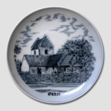 Platte, Odder Kirke, blå stregtegning, Bing & Grøndahl