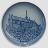 Plate with Haderslev church, drawing in blue, Bing & Grondahl