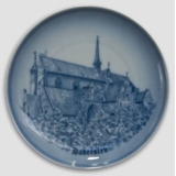 Platte, med Haderslev Kirke, blå stregtegning, Bing & Grøndahl