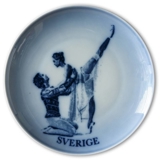 Swedish Stamp plate with Ballet dancers, Sweden, drawing in blue, Bing & Grondahl