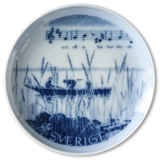 Swedish Stamp plate with Calle Schewens Waltz, Sweden, drawing in blue, Bing & Grondahl