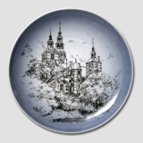 Plate with Rosenborg Castle, drawing in blue, Bing & Grondahl