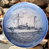 Platte, blå stregtegning, Marineforeningen (Kongeskibet Dannebrog), Bing & Grøndahl
