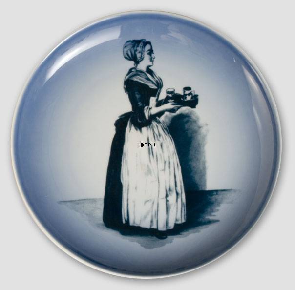 Platte med Dame som serverer chokolade - Cloetta, Bing & Grøndahl