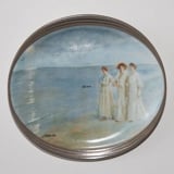 P.S. Krøyer oval platte , Aftentur ved Stranden, Bing & Grøndahl