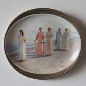 P.S. Krøyer oval platte, Strandpromenaden af Michael Ancher, Bing & Grøndah...