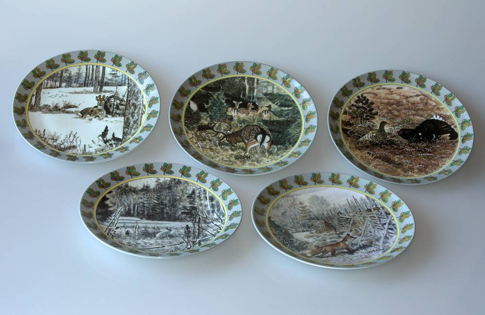 Harald Wiberg sæt af fem årsplatter med motiver fra den svenske natur