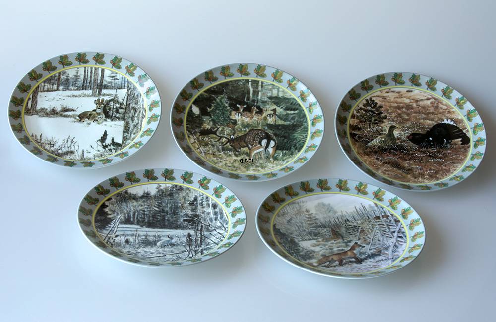 Harald Wiberg sæt af fem årsplatter med motiver fra den svenske natur