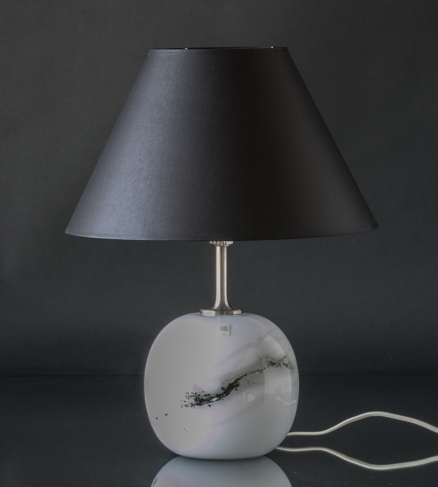 Rund lampeskærm høj model 20 cm i højden, sort chintz stof