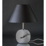 Rund lampeskærm høj model 20 cm i højden, sort chintz stof