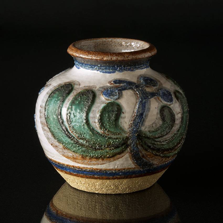 Blå Søholm stentøjsvase, 16cm