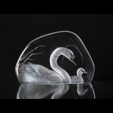 Mats Jonasson Wildlife Glass Skulptur des Schwans mit Küken