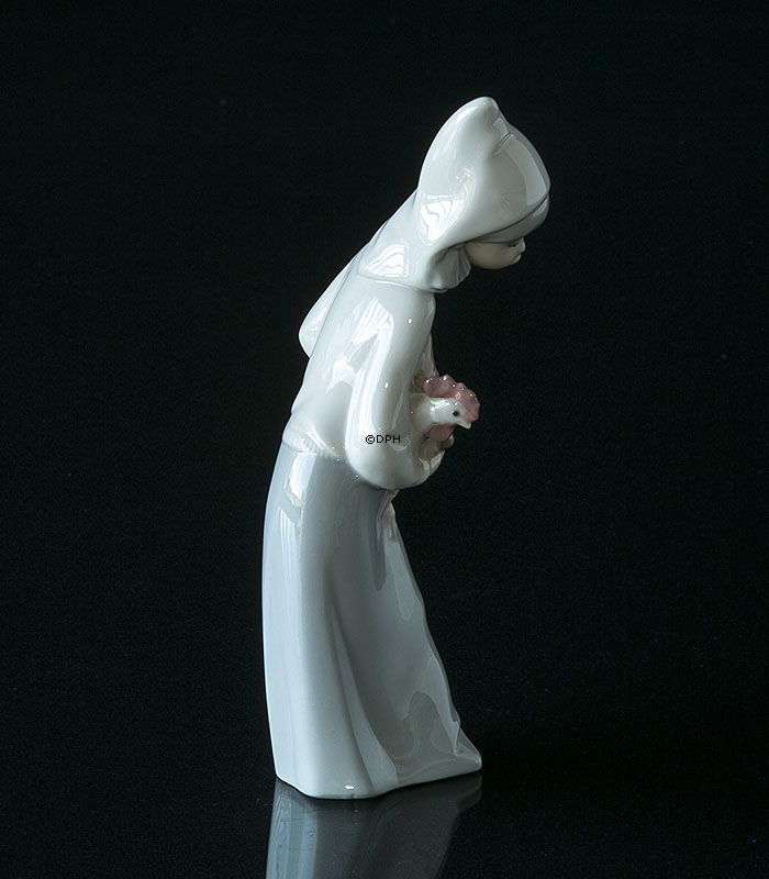 Lladro figur, Pige med hane, 20 cm