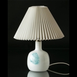 Le Klint bordlampe af hvidt glas med blå dekoration (Brugt)