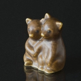 To Bjørne, Keramik figur af Knud Basse 7 cm