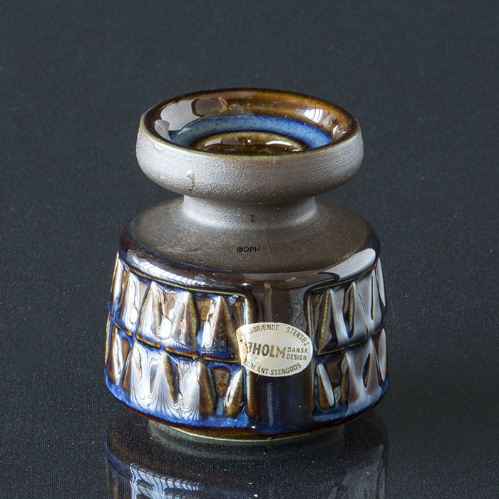 Blå Søholm lysestage nr, 3342, 7cm