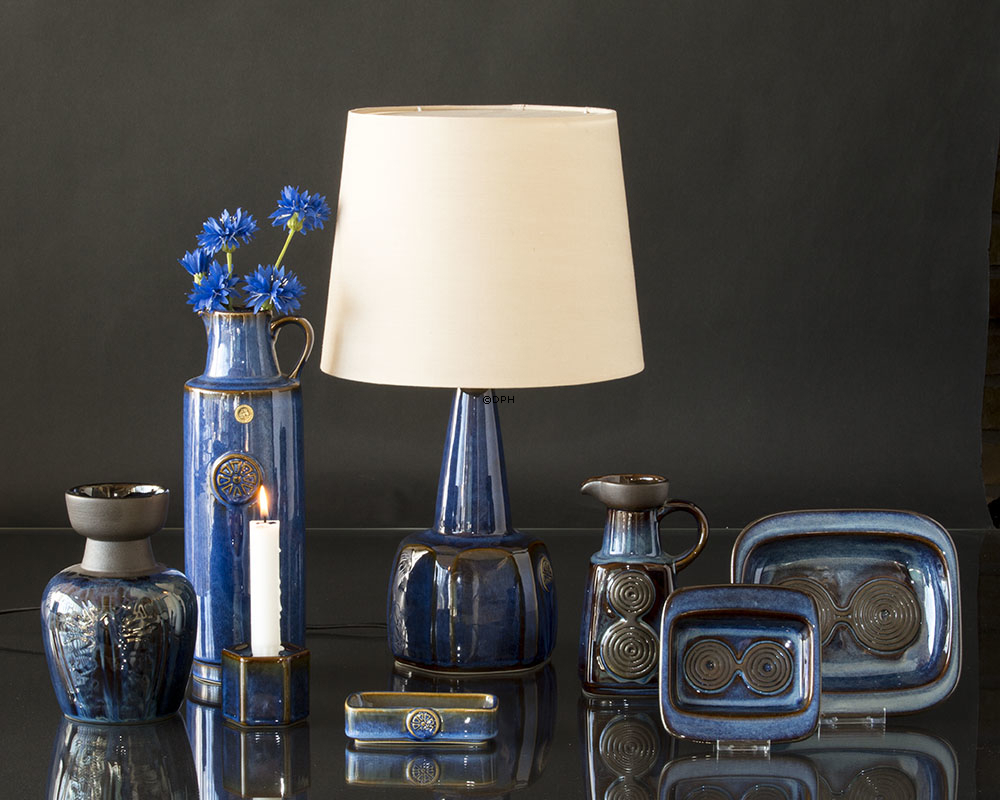 Blå Søholm sekskantet lysestage nr. 3349 6cm