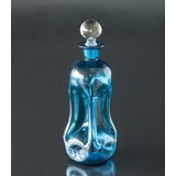 Holmegaard Glas blå Klukflaske med låg