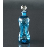 Holmegaard Glas blå Klukflaske med låg