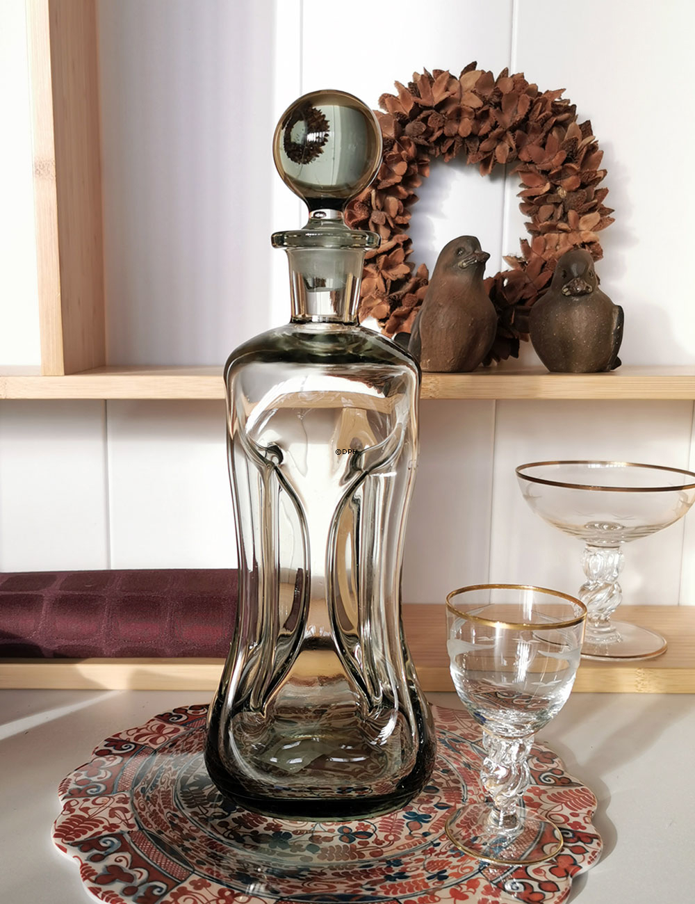 Holmegaard Glas Klukflaske med låg