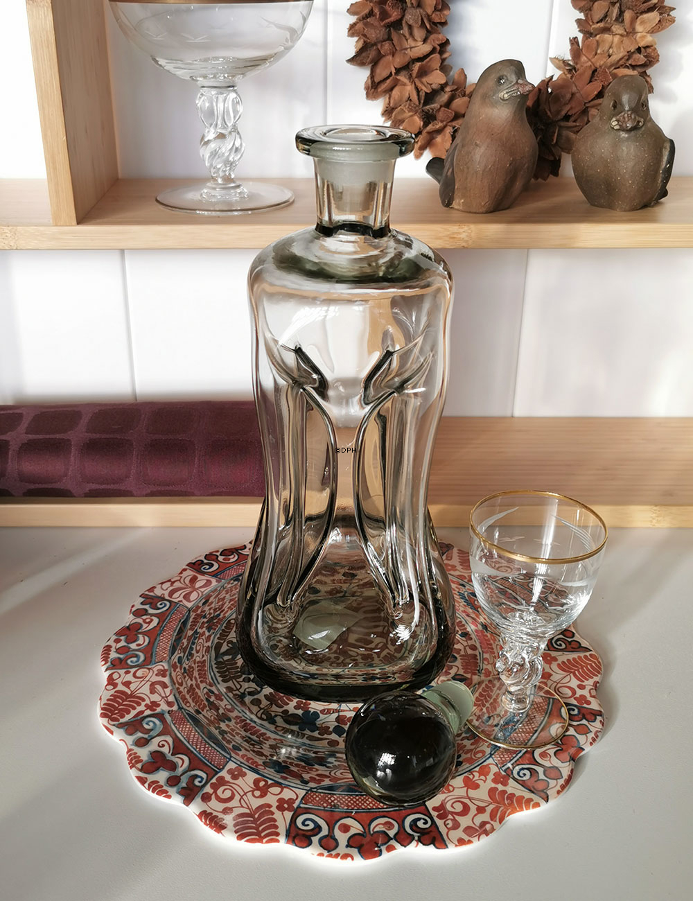 Holmegaard Glas Klukflaske med låg