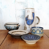 Lille keramik skål i blå nuancer