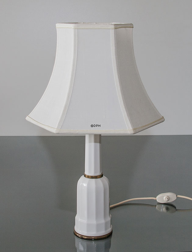 Sekskantet lampeskærm 24 cm i højden, hvid silke