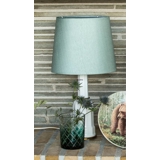 Round cylindrical lampshade height 23 cm, light green coloured silk