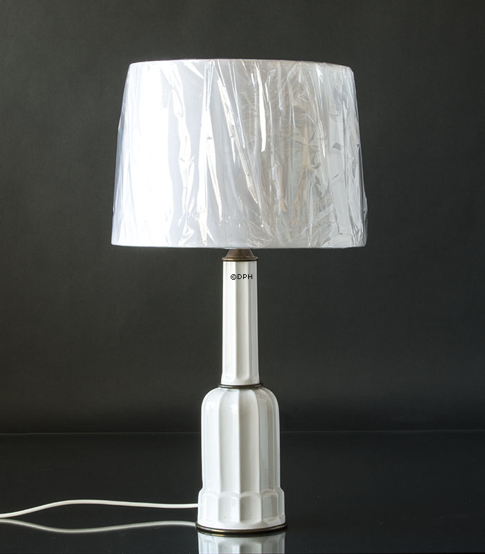 Rund cylinderformet lampeskærm 23 cm i højden, Hvid chintz m/kant