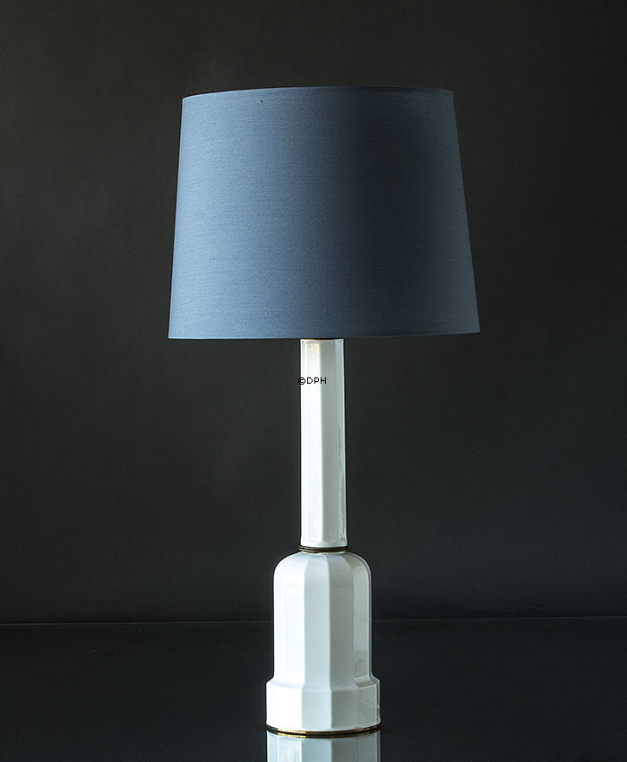 Rund cylinderformet lampeskærm 29 cm i højden, blå chintz stof