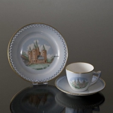 Dänemark Geschirr Tasse (Schloss Rosenborg) und Teller (Dom zu Kalundborg), Bing & Gröndahl