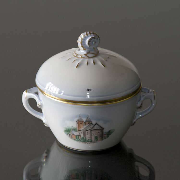 Danmarksstel, Sukkerskål, Fjenneslev Kirke og Gejlå Bro, Bing & Grøndahl nr. 593-3556