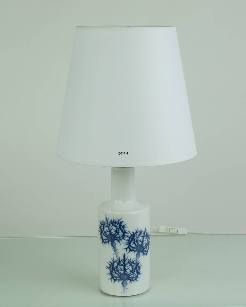 Lampeskærm, rund cylinderformet 21 cm i højden, hvid chintz stof